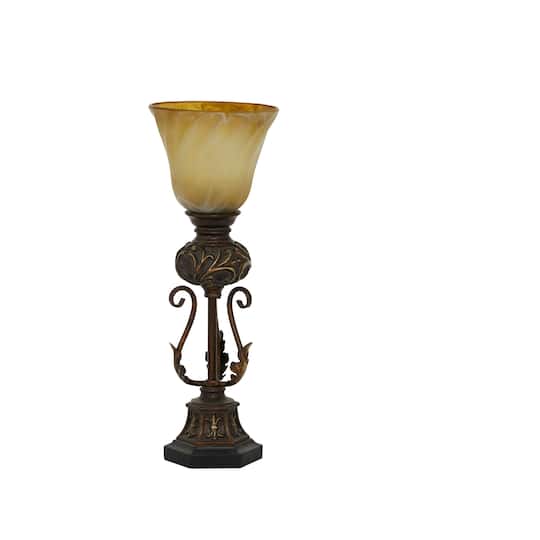 Brown Metal Mediterranean Uplight Table Lamp, 20&#x22; x 7&#x22; x 7&#x22;